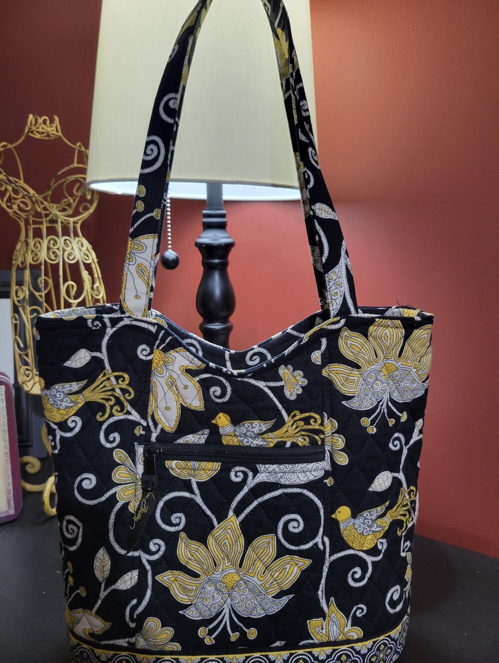 Vera Bradley Yellow Bird Patterned Quilted Tote